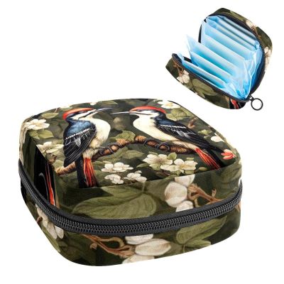 RODAILYCAY Woodpecker Sanitary Napkin Storage Bag, Tampons Collect Holder Purse, First Period Kit for Girls Women, Pad Bag for Period for School