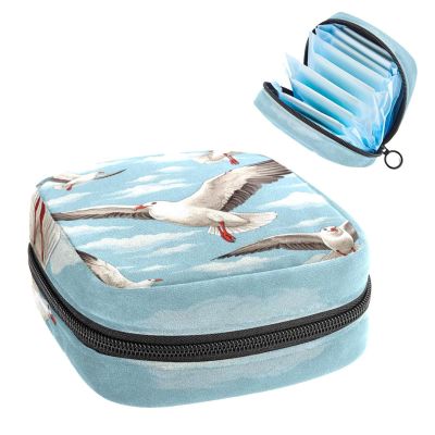 RODAILYCAY Sanitary Napkin Storage Bag for Feminine Pads, First Period Kit for Women, Seagull Portable Menstrual Period Sanitary Pouch