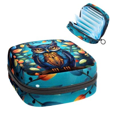 RODAILYCAY Tampons Holder for Purse, Portable Feminine Menstruation Pad Holder, Owl Cute Sanitary Napkin Storage Bag for Women