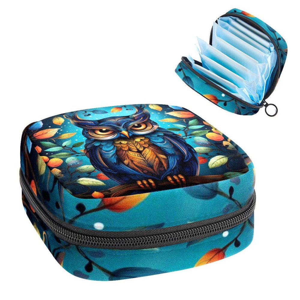 RODAILYCAY Tampons Holder for Purse, Portable Feminine Menstruation Pad Holder, Owl Cute Sanitary Napkin Storage Bag for Women