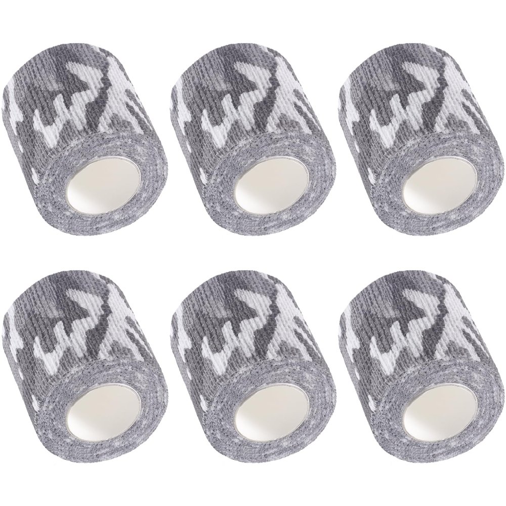 IndigoCase 6 Rolls Self Adhesive Bandage Wrap 2 Inch, CAMO-Monochrome Color Elastic Athletic Tape, Vet Wrap, Wrist Tape, Small Bandage for Kids, Fingertip, Dog, Pets