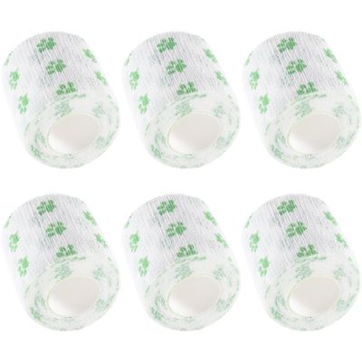 IndigoCase 6 Rolls Self Adhesive Bandage Wrap 2 Inch, Claw-Green Color Elastic Athletic Tape, Vet Wrap, Wrist Tape, Small Bandage for Kids, Fingertip, Dog, Pets