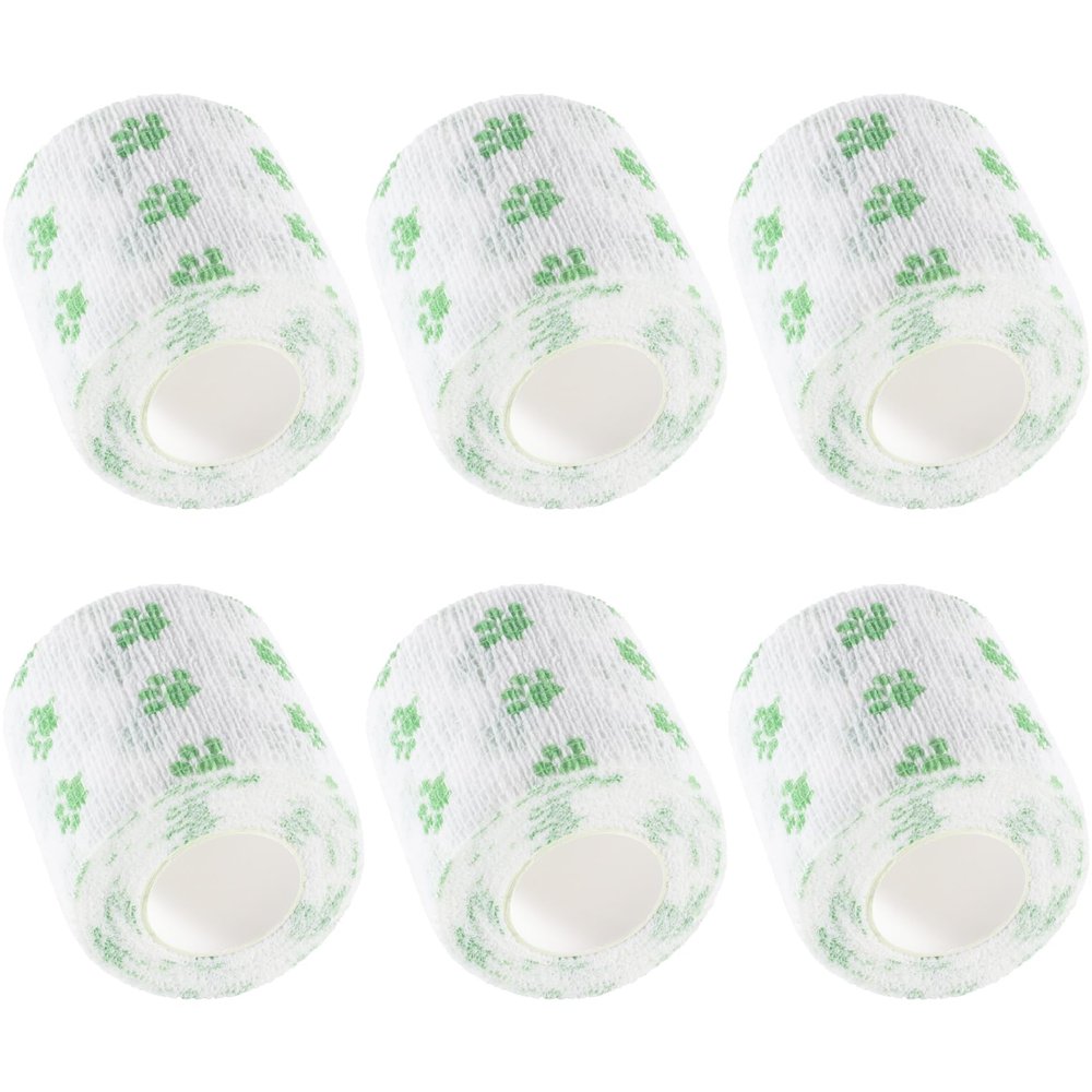 IndigoCase 6 Rolls Self Adhesive Bandage Wrap 2 Inch, Claw-Green Color Elastic Athletic Tape, Vet Wrap, Wrist Tape, Small Bandage for Kids, Fingertip, Dog, Pets