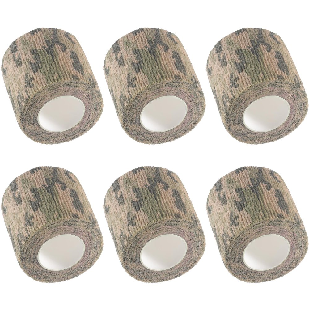 IndigoCase 6 Rolls Self Adhesive Bandage Wrap 2 Inch, CAMO-Grass Color Elastic Athletic Tape, Vet Wrap, Wrist Tape, Small Bandage for Kids, Fingertip, Dog, Pets