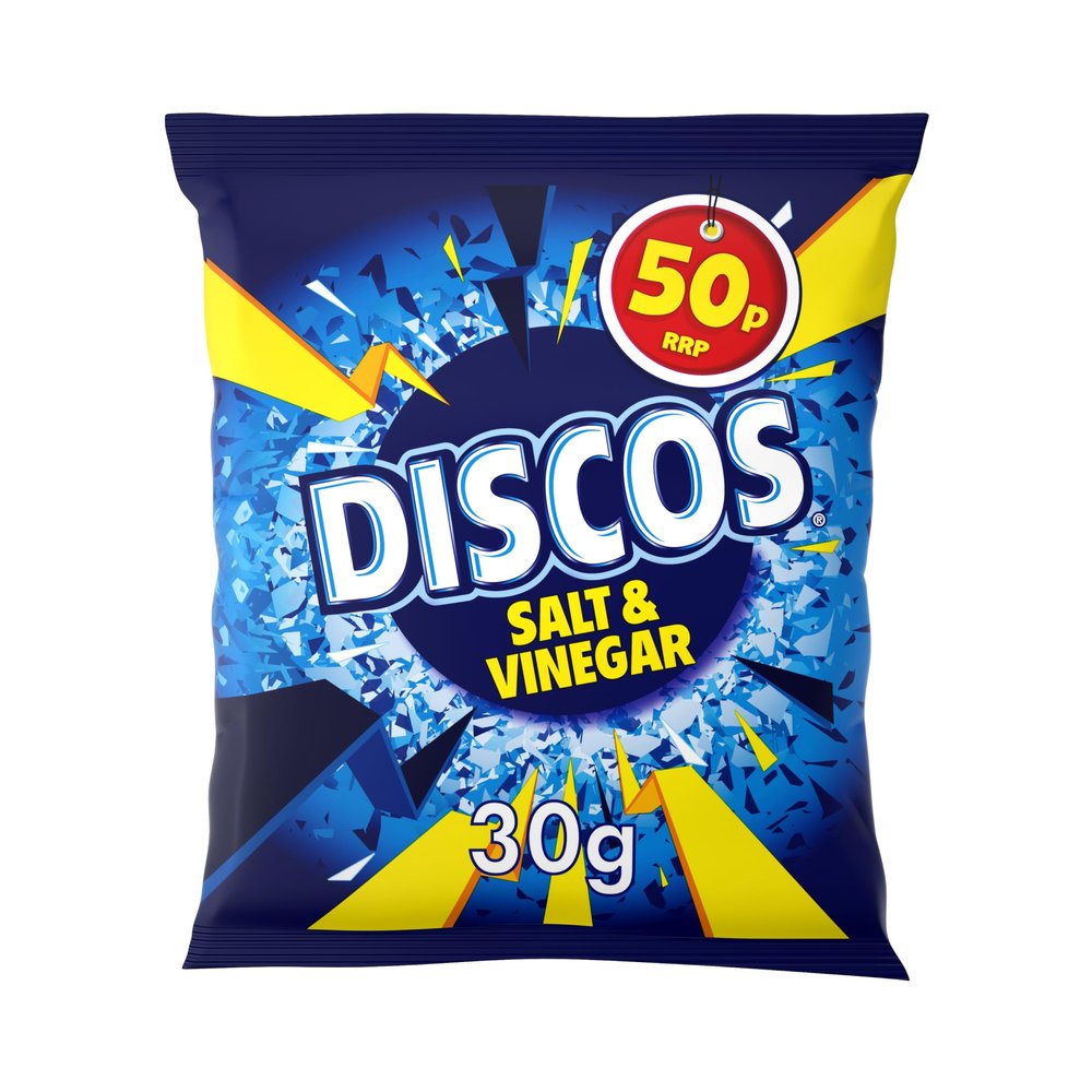 Discos Crisps 30 x 30g PMP (Salt & Vinegar Flavour)