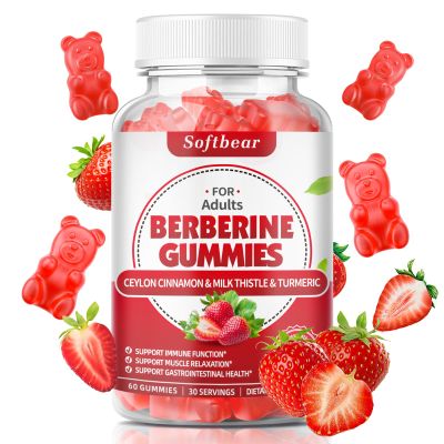 softbear Berberine with Ceylon Cinnamon Gummies Organic Berberine HCL 1500mg for Metabolism Immune Health Sugar-Free Berberine Supplements Strawberry Flavored 60 Count
