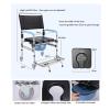 EQCOTWEA Mobile Shower Chair 3 in 1 Commode Toilet Wheel Chair 330lbs Transport Beside Bathroom Waterproof Shower Wheelchair with Detachable Bucket and Brakes Height Adjustable view 2