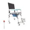 EQCOTWEA Mobile Shower Chair 3 in 1 Commode Toilet Wheel Chair 330lbs Transport Beside Bathroom Waterproof Shower Wheelchair with Detachable Bucket and Brakes Height Adjustable view 3