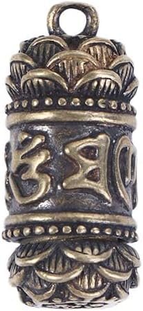 1Pc Vintage Brown Brass Necklace Pendant Carving Scriptures Buddhist Pendant Medicine Pill Box Travel Pill Case Keychain Cylindrical BoxPersonal Pill Organizers Over-the-Counter Medication