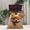 Kururi Christmas Gift Bags With Drawstring Pomeranian Dog Print Burlap Gift Bags Christmas Linen Treat Sacks Gift Wrapping Bags Xmas Holiday Party Favors Bags view 1