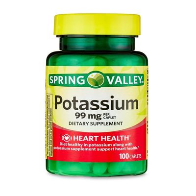 4 TOP CARE Potassium Heart Health Dietary Supplement Caplets, 99 mg, 100 Count