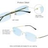 VisionGlobal Pure Titanium Frame for men/women Blue Light Blocking,Hand-set Diamond Fashion Glasses (Golden Blue, 3.00 Magnification) view 2