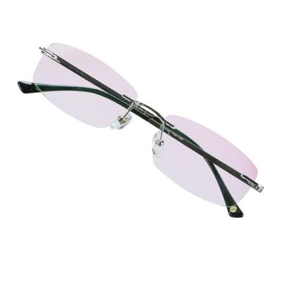 VisionGlobal Pure Titanium Frame for men/women Blue Light Blocking,Hand-set Diamond Fashion Glasses (Grey Pink, 4.00 Magnification)