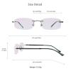 VisionGlobal Pure Titanium Frame for men/women Blue Light Blocking,Hand-set Diamond Fashion Glasses (Grey Pink, 4.00 Magnification) view 3