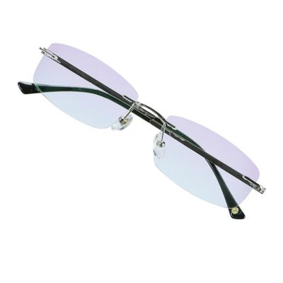 VisionGlobal Pure Titanium Frame for men/women Blue Light Blocking,Hand-set Diamond Fashion Glasses (Grey Purple, 1.50 Magnification)