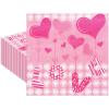 40 Count Pink Heart Napkins - 13 x 13 Inches Disposable Paper Napkins with Assorted Heart Designs for Valentine's Day, Romantic Dinners, Wedding Receptions, Engagement Parties Tableware Decorations view 1