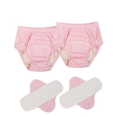 2 Pack Washable Incontinence Underwear for Men/Women, Reusable TPU Leak Proof Adult Cloth Diaper Nappy with Inserts for The Elderly, Bedridden, Postpartum (Pink-M)