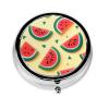 Summer Watermelon1 Print Pill Box 3 Compartment Small Pill Case with Mirror Pill Organizer for Outdoor Travel Pocket Purse view 1