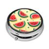 Summer Watermelon1 Print Pill Box 3 Compartment Small Pill Case with Mirror Pill Organizer for Outdoor Travel Pocket Purse view 2