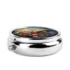 Artwork Print Pill Box 3 Compartment Small Pill Case with Mirror Pill Organizer for Outdoor Travel Pocket Purse view 3