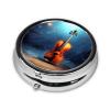Violin Poster Print Pill Box 3 Compartment Small Pill Case with Mirror Pill Organizer for Outdoor Travel Pocket Purse view 2