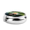 Water Lily Print Pill Box 3 Compartment Small Pill Case with Mirror Pill Organizer for Outdoor Travel Pocket Purse view 3