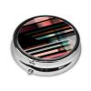 Abstract Triangle Striped Print Pill Box 3 Compartment Small Pill Case with Mirror Pill Organizer for Outdoor Travel Pocket Purse view 2