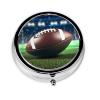 American Football Print Pill Box 3 Compartment Small Pill Case with Mirror Pill Organizer for Outdoor Travel Pocket Purse view 1