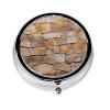 Wall Texture Print Pill Box 3 Compartment Small Pill Case with Mirror Pill Organizer for Outdoor Travel Pocket Purse view 1