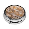 Wall Texture Print Pill Box 3 Compartment Small Pill Case with Mirror Pill Organizer for Outdoor Travel Pocket Purse view 2