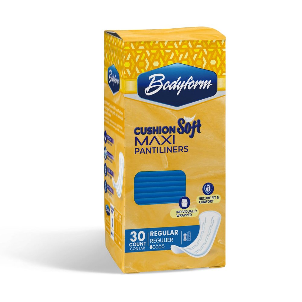 Bodyform Maxi - Value Pantiliner, 720 Counts (24 Packs of 30 Counts) Cushion Soft Always Comfortable and Ultra-Absorbent