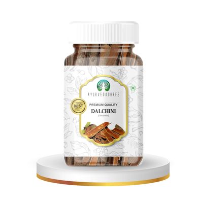 AYURVEDASHREE Cinnamon (Desi Dalchini) 60gm PET Jar | All Natural | Vegan | No Colors | NON-GMO | Cinamon Bark | Dalchini Chhaal