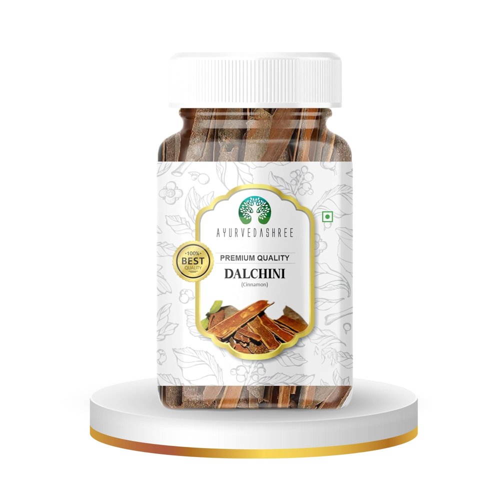 AYURVEDASHREE Cinnamon (Desi Dalchini) 60gm PET Jar | All Natural | Vegan | No Colors | NON-GMO | Cinamon Bark | Dalchini Chhaal