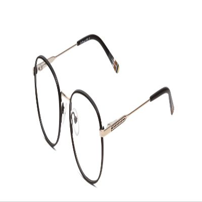 Calabria Ernest 4853 Round Blue Light Blocking Reading Glasses +0.00 Black Patterned Silver Multi-Colored Tips Men Women