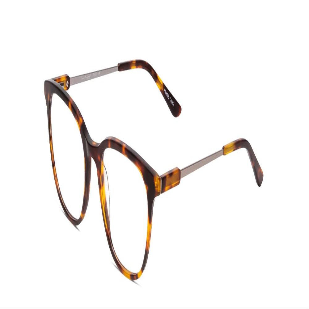 Calabria Ernest 4859 Cat-Eye Reading Glasses +5.00 Brown Amber Gold Tortoise Havana Silver Women