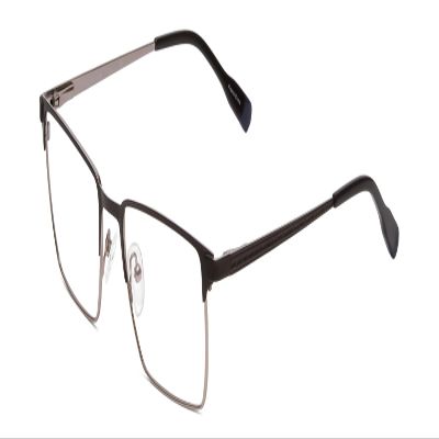 Calabria Ernest 4863 Rectangular Blue Light Blocking Reading Glasses +3.50 Satin Black/Silver Geometric Pattern Men Women