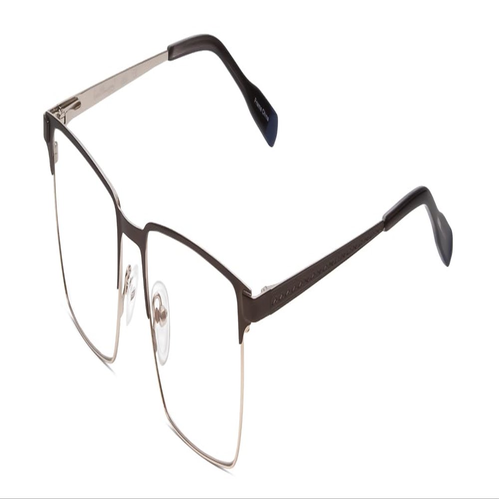 Calabria Ernest 4863 Rectangular Blue Light Filter Reading Glasses +2.75 Satin Gun Metal/Silver Geometric Pattern Men Women