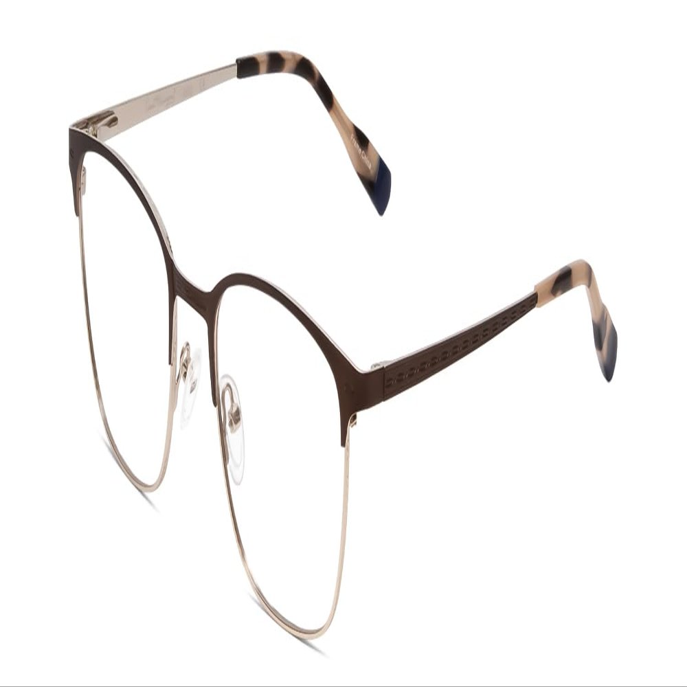 Calabria Ernest 4862 Cat-Eye Blue Light Blocking Reading Glasses +3.50 Satin Brown/Silver Geometric Pattern Men Women