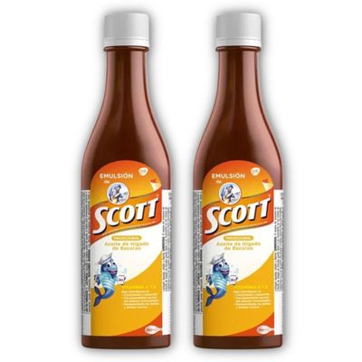 DECA EXPERTS Emulsion de Scott Aceite de hgado de bacalao sabor tradicional Pack de 2 de 6.1 fl oz - 180 ml - con vitamina A y Calcio, suplemento diettico para nios, despensa Colombiana