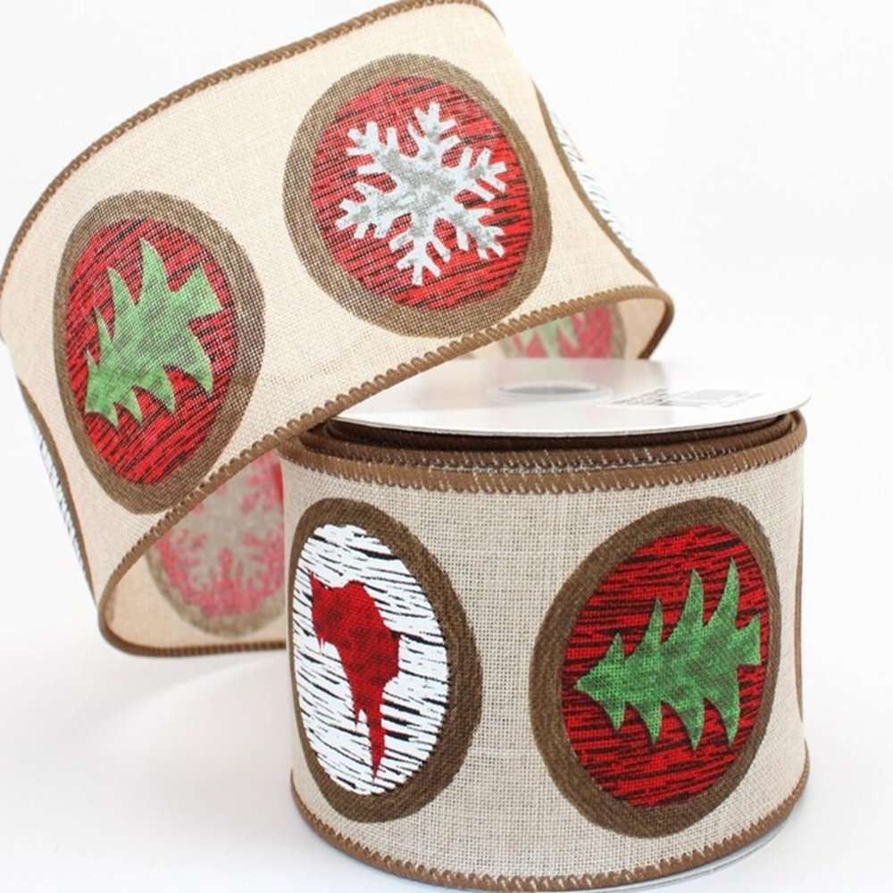 10 Yards Holiday Rustic Christmas Wired Ribbon, Christmas Tree Ribbon, Ribbon for Wreaths, 2.5 Wide Ribbon, Christmas Ribbon