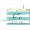 Personalized Stripes Script Change of Address Card with Envelopes,Teal Faux Gold Glitter New Years Moving Card, New Year and a New Home We've Moved Stationery, Confetti We Moved New Year Announcement view 1