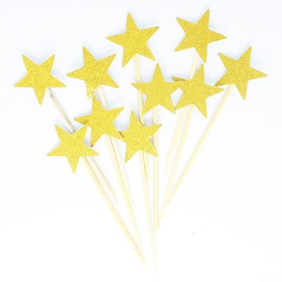 30PCS Glitter Little Star Cupcake Toppers Gold Star Cupcake Picks for Christmas Shower Birthday Wedding Party Favors Supplies