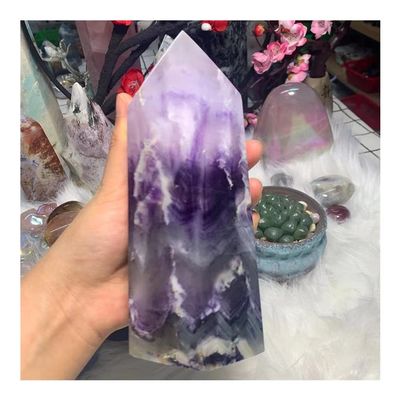 YEAHSO Natural Crystal Fluorite Pyramidpurple Fluorite Tablet, Rainbow Color Natural Stone Crystal ? Reiki, Home Decora Household
