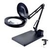 10X Magnifying Glass with Light and Stand, 5" Large Optical Glass Lens, 3 Color Modes Stepless Dimmable, Adjustable Swivel Arm Desk Magnifier for Hobby Reading view 1