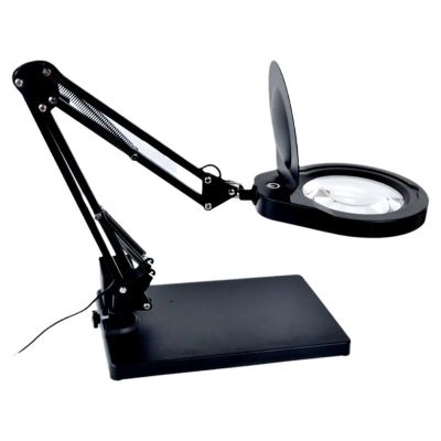 Magnifying Glass with Light and Stand, 10X Magnifying Lamp, 5" Large Optical Glass Lens, Adjustable Swivel Arm Desk Magnifier for Hobby Reading