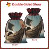 FRGMNT Old Viking Boat print lattice Gift Bags,Reusable Xmas Sacks,Party Favor Bags,Holiday Gift Bags,Wedding Gift Bag view 3