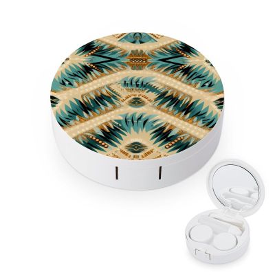 Aztec Print Contact Lens Case Portable Cute Eye Contacts Travel Kit with Mirror Holder Box Container