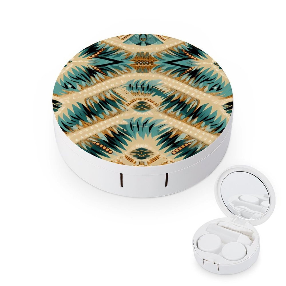 Aztec Print Contact Lens Case Portable Cute Eye Contacts Travel Kit with Mirror Holder Box Container