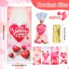 100 Pack Valentine Treat Bags,Valentines Cellophane Treat Bags, Plastic Valentines Goodie Bag Candy Cookie Bakery Heart Clear Gift Bag for Valentine's Day Holiday Wedding Party Favors Supplies view 2