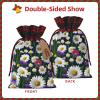 ZISHAK Wild Flowers And Cornflowers Daisies Exquisite Patchwork Burlap Drawstring Gift Bagversatile Cloth Art Gift Bag For Festivities view 3